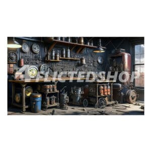 Enchanting Steampunk Auto Mechanic Workshop Digital Download Image