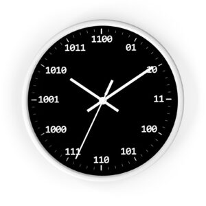 Gift For Computer Guy Binary Time Modern Digital Wall Clock with Binary Numbers Black Face