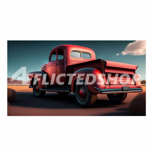 Vintage 1950s Red Step-Side Truck in Desert Digital Art