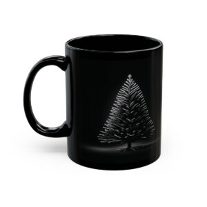 Monotone Christmas Tree Black Coffee Mug