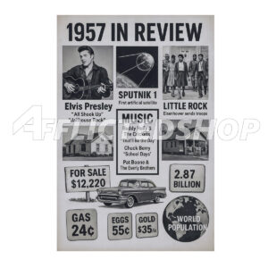 1957 Year in Review Collage – Historic Events, Pop Culture & Prices Digital Wall Art